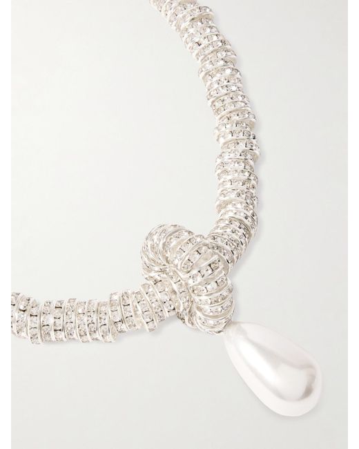 Julietta White Tone Faux Pearl And Swarovski Crystal Necklace