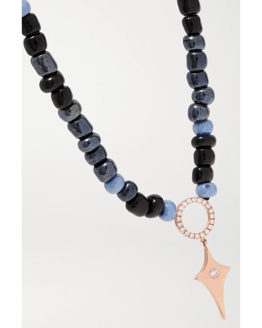 Diane Kordas Natural Kette Mit Details Aus 14 Karat Roségold, Zierperlen Und Diamanten
