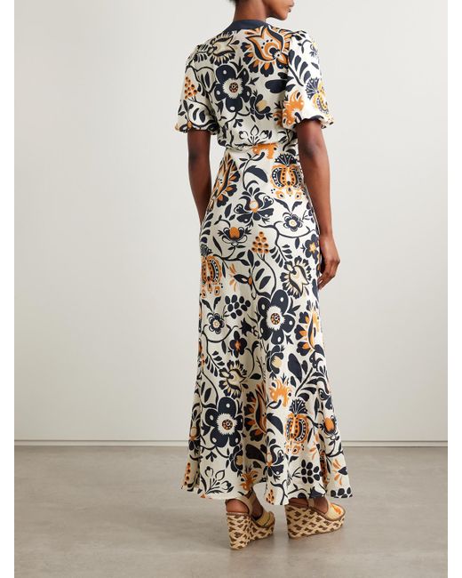 LaDoubleJ White Marlene Printed Silk-Crepe Maxi Dress
