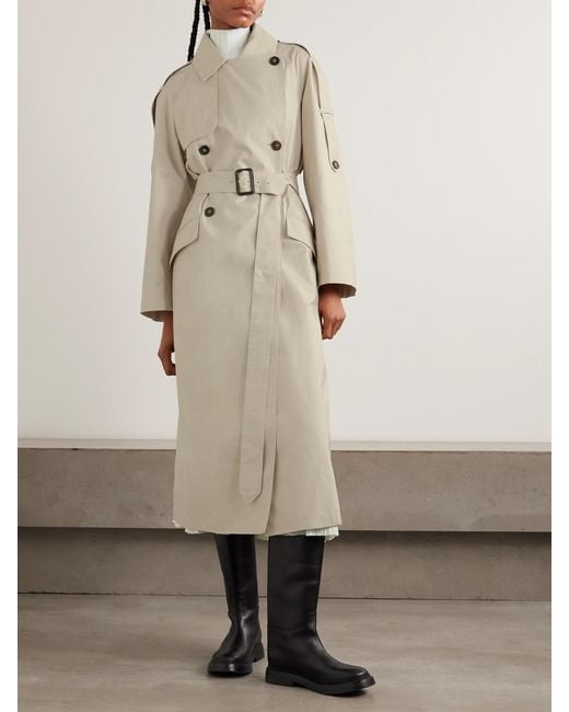 Max Mara Natural Delfino Double-Breasted Belted Cotton-Blend Twill Trench Coat