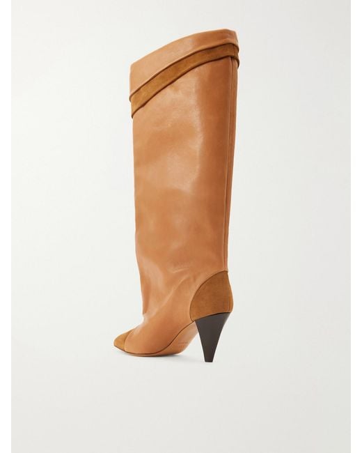 Isabel Marant Brown Lezra Leather-Trimmed Suede Ankle Boots