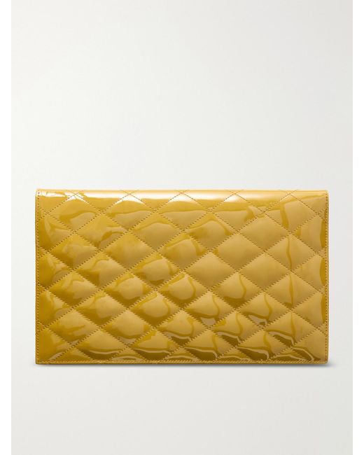 Saint Laurent Yellow Paris Matelassé Patent-Leather Clutch