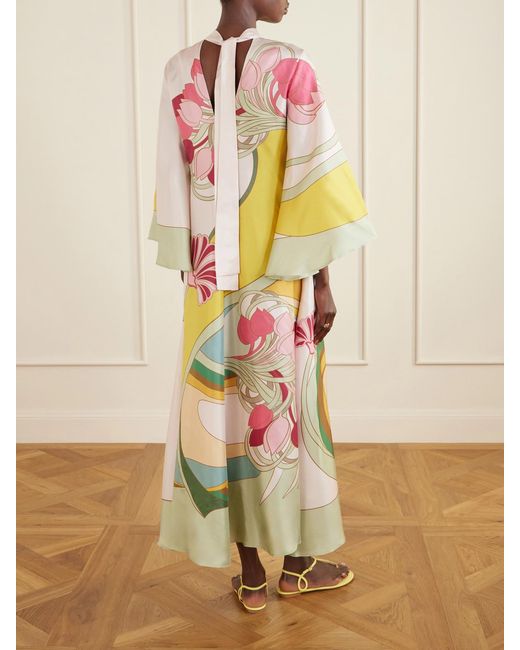 LaDoubleJ White Floral-Print Silk Maxi Dress