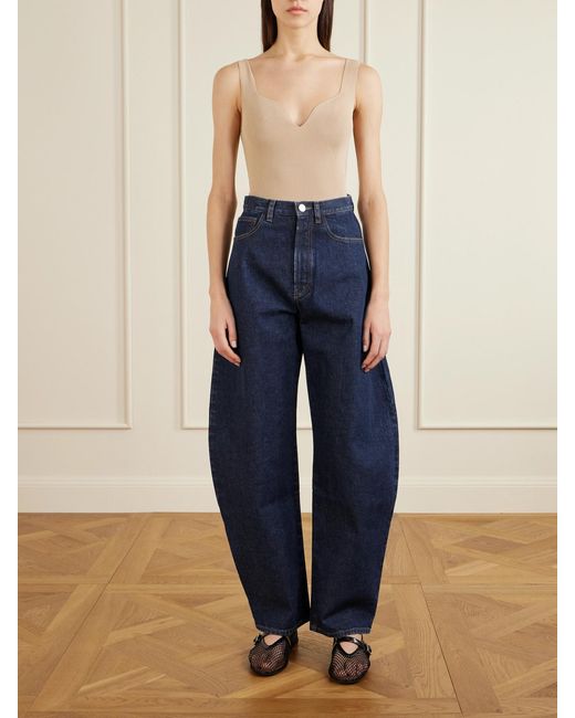 Alaïa Blue High-Rise Barrel-Leg Jeans