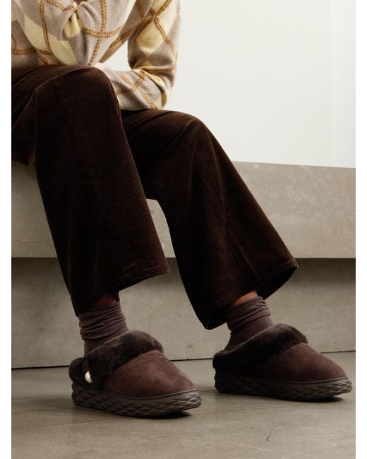 Jimmy Choo Brown Diamond Slippers Aus Shearling