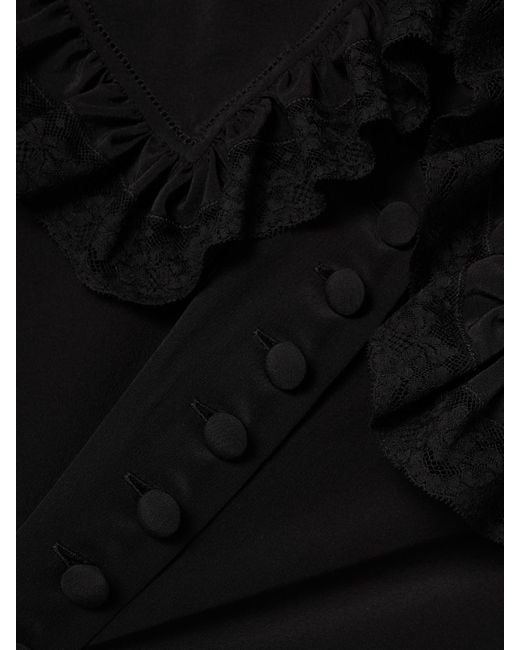 Chloé Black Lace-Trimmed Organic Silk Blouse