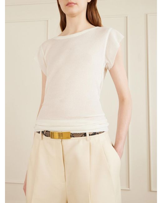 Khaite Natural Berlin Snake-Effect Leather Belt
