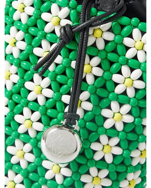 Loewe Green Paula's Ibiza Beaded Leather Tote
