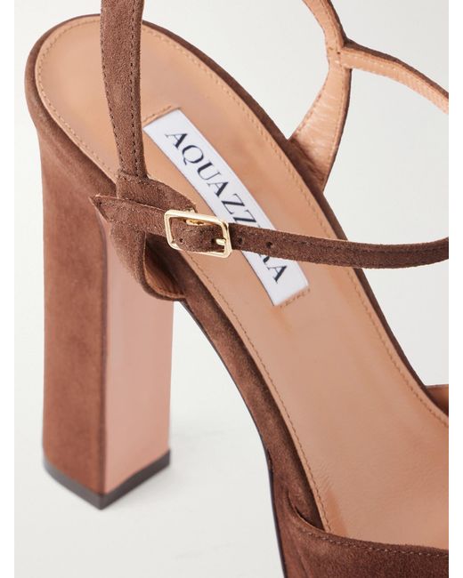 Aquazzura Brown Amira 110 Suede Platform Pumps