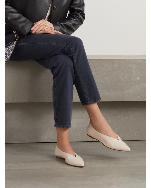 Aeyde Natural Moa Leather Point-Toe Flats