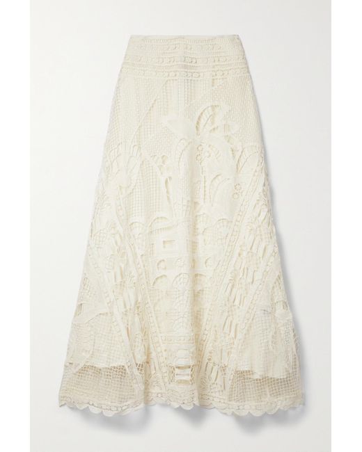 FARM Rio Guipure Lace Maxi Skirt in White | Lyst UK