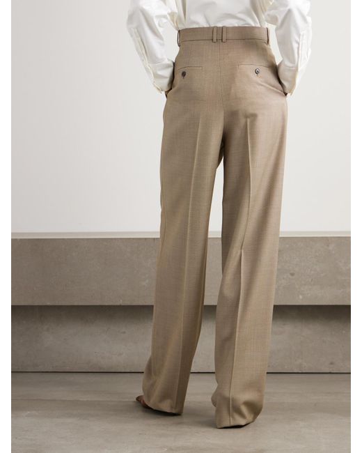 Saint Laurent Natural Hose Mit Weitem Bein Aus Woll-Canvas Mit Falten