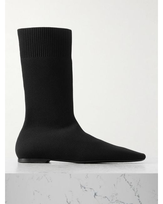 Totême  Black Stretch-Knit Ankle Boots