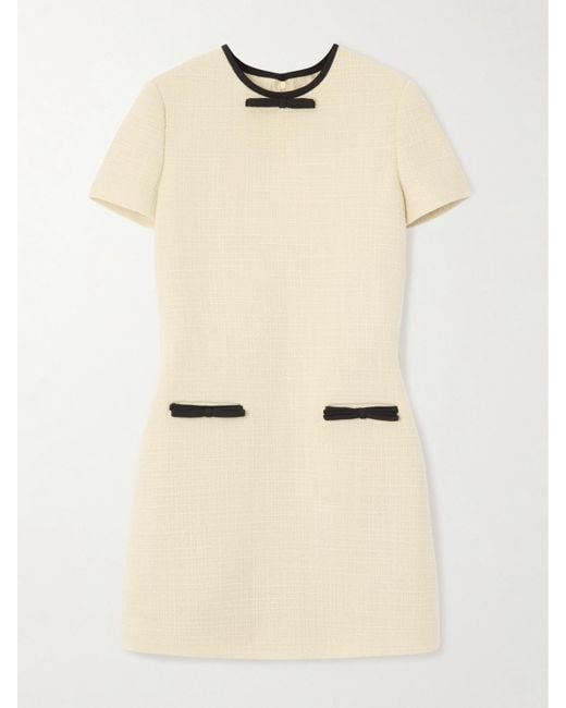 Valentino Garavani Natural Minikleid Aus Tweed Aus Einer Wollmischung Mit Zierschleifen