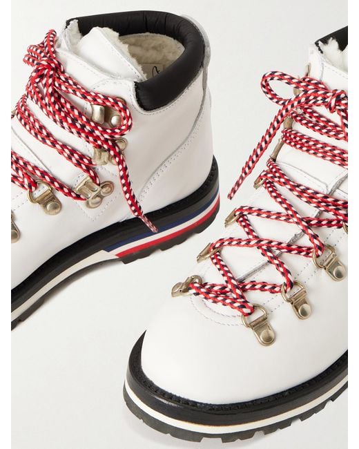 Moncler Metallic Blanche Shearling-lined Leather Ankle Boots