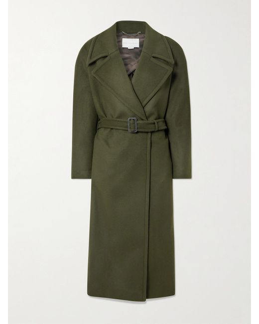 Stella McCartney Green Belted Double-Breasted Wool Coat