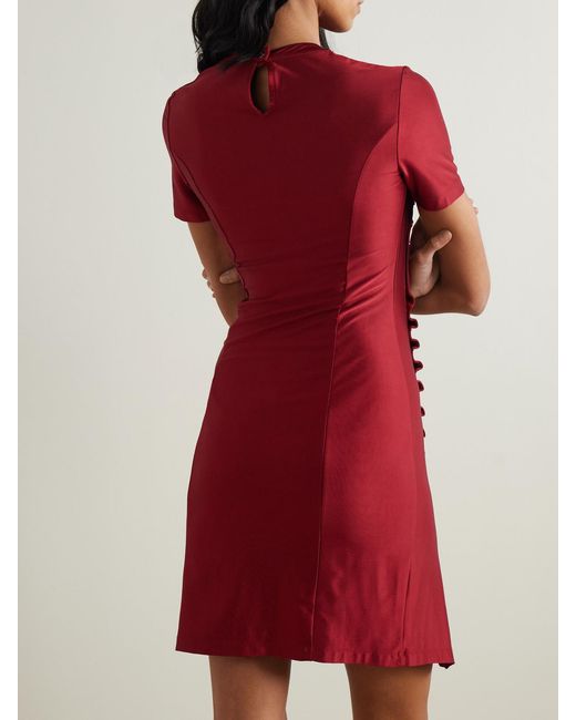 Rabanne Embellished Gathered Satin-Jersey Mini Dress