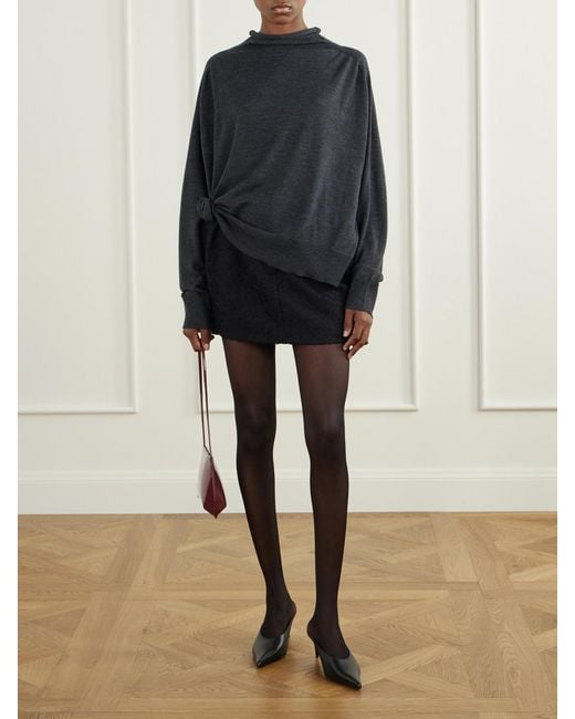 Magda Butrym Black Knot-Detail Wool Turtleneck Sweater