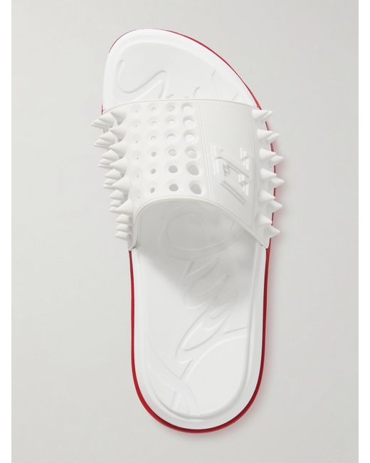Christian Louboutin White Take It Easy Donna Pantoletten Aus Gummi Mit Nieten
