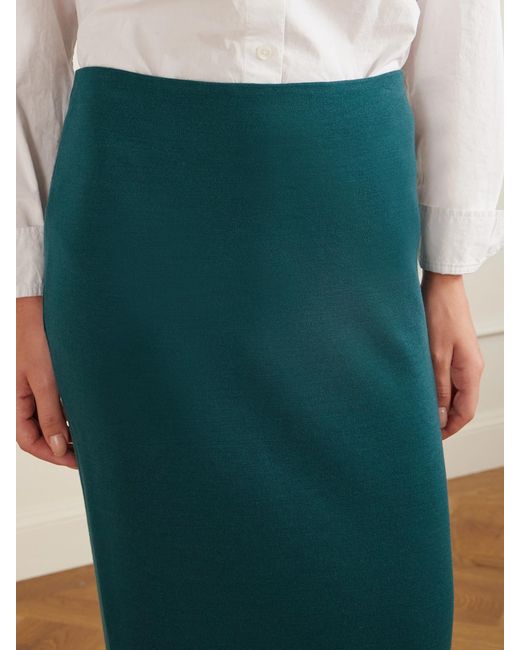 High Sport Green Cassidy Wool Midi Skirt