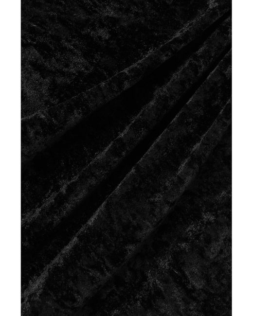 Jacquemus Black Off-The-Shoulder Embellished Stretch-Velour Mini Dress