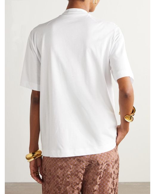 Dries Van Noten White Oberteil Aus Biobaumwoll-Jersey Mit Schleife