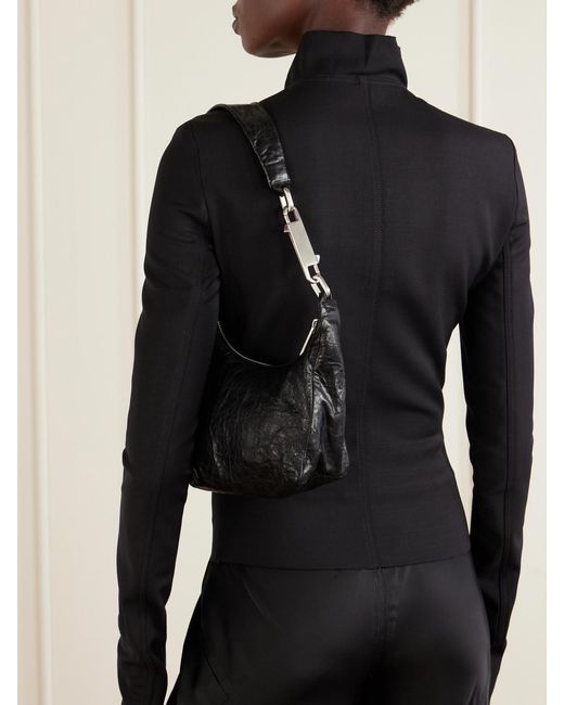 Rick Owens Black Disco Gemini Crinkled-Leather Shoulder Bag