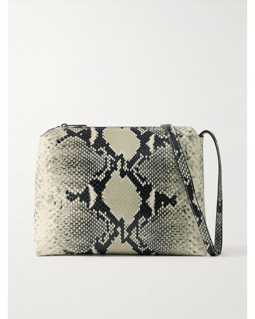 Khaite Gray Lina Medium Snake-Effect Leather Shoulder Bag
