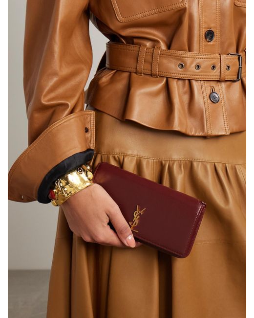 Saint Laurent Red Cassandre Strap Leather Phone Case