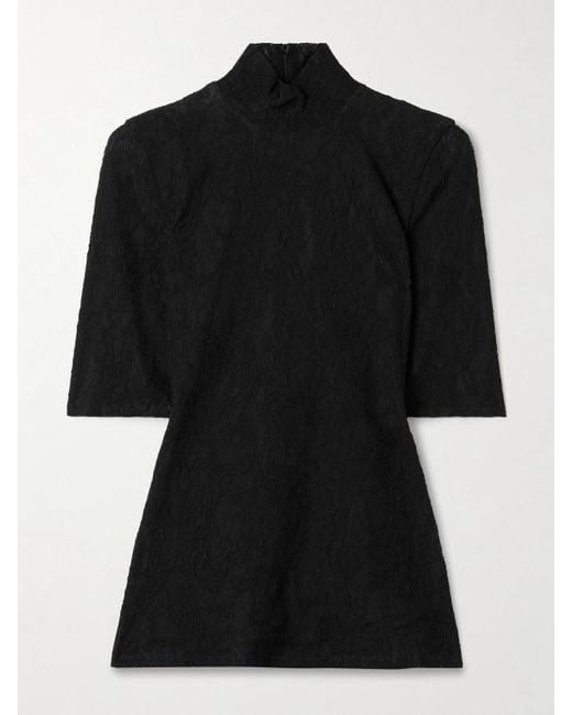 Stella McCartney Black Oberteil Aus Recycelter, Schnurgebundener Stretch-Spitze