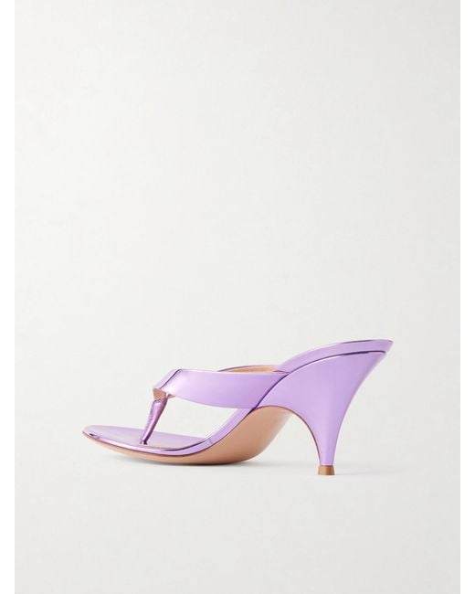 Gianvito Rossi Pink Sofia Thong 70 Mirrored-Leather Sandals