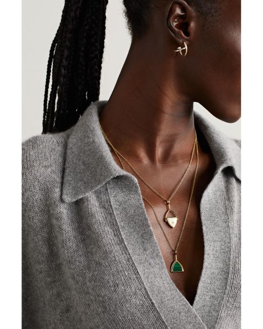 Mateo Natural Flip 14-Karat, Malachite And Diamond Necklace