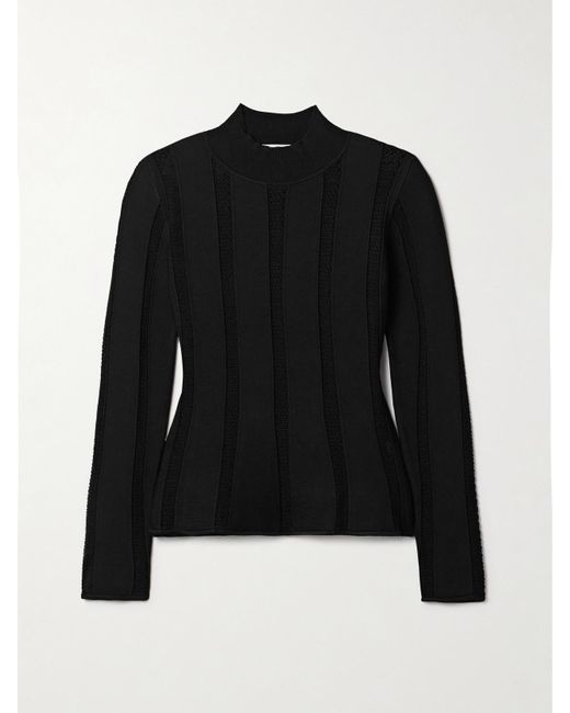 Sea Black Devon Paneled Stretch-Knit Top