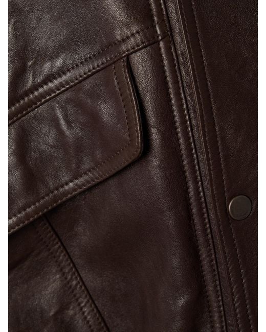 Saint Laurent Black Oversized Double-Breasted Paneled Leather Jacket