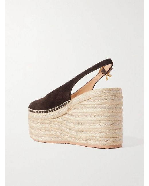 Gianvito Rossi Natural 110 Suede Slingback Platform Espadrilles