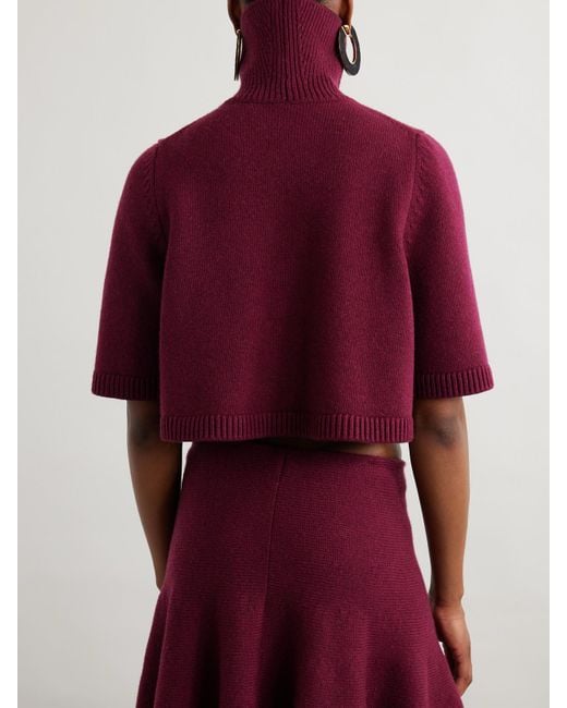 Alaïa Red Verkürzter Stehkragenpullover Aus Einer Kaschmirmischung