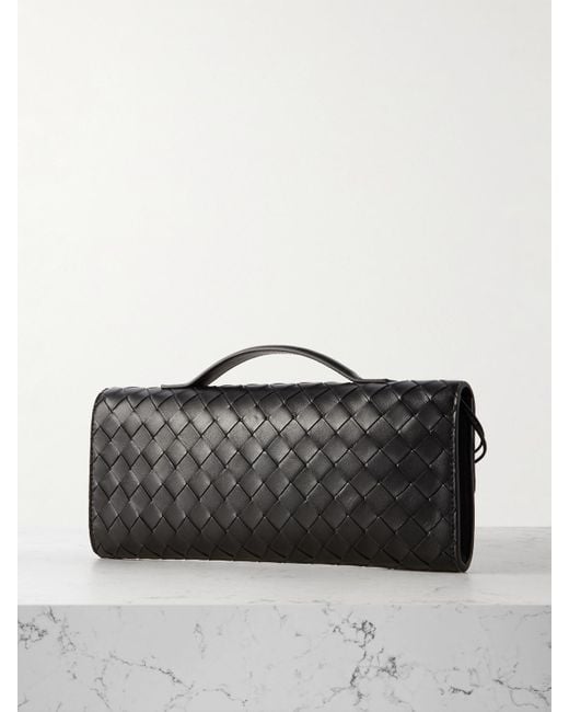 Bottega Veneta Black Andiamo Long Intrecciato Leather Clutch
