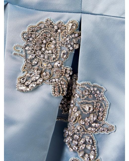 Erdem Blue Midikleid Aus Satin Mit Verzierungen Und Falten
