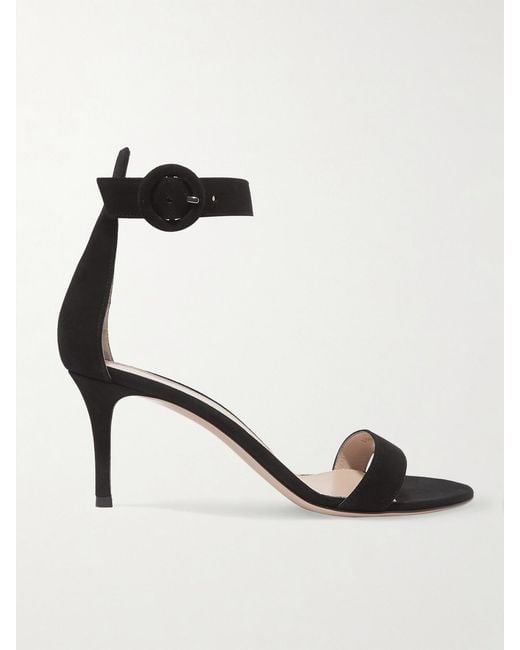 Gianvito Rossi Black Portofino 70 Suede Sandals