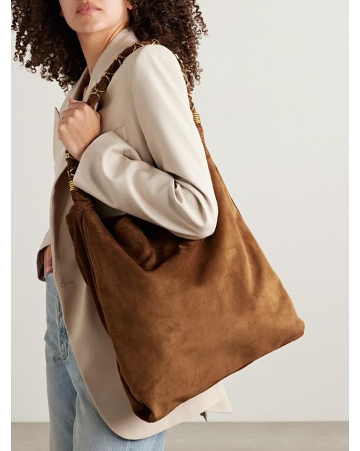 Saint Laurent Brown Amalia Medium Suede Tote