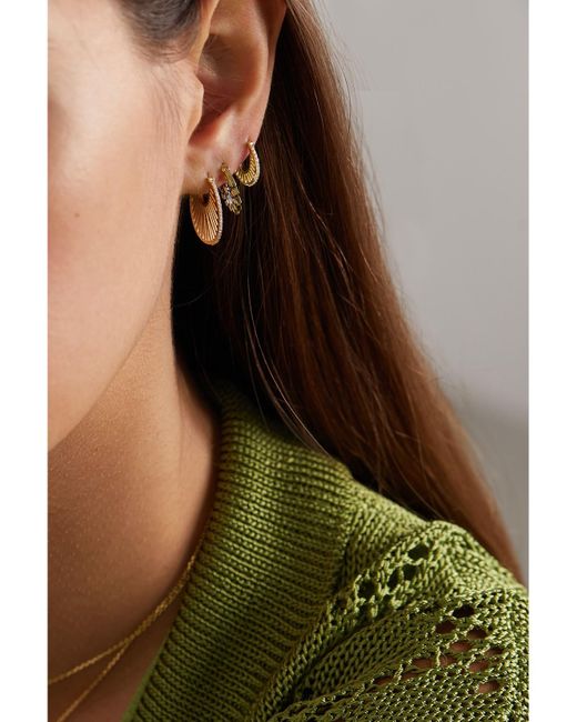 L'Atelier Nawbar Natural Flat Ray Large 18-Karat Diamond Hoop Earrings
