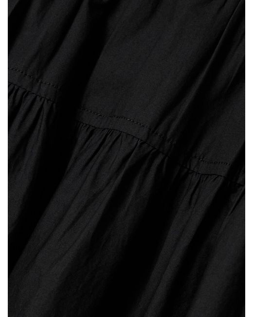 Ulla Johnson Blue Angeline Tie-Detailed Gathered Washed Cotton-Poplin Midi Skirt