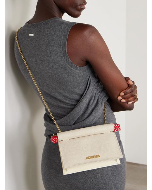 Jacquemus Natural Pochette Kleine Clutch Aus Canvas Mit Lederbesätzen Und Verzierung