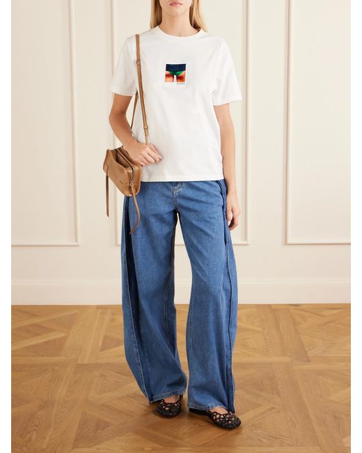 Loewe White Appliquéd Cotton-Jersey T-Shirt