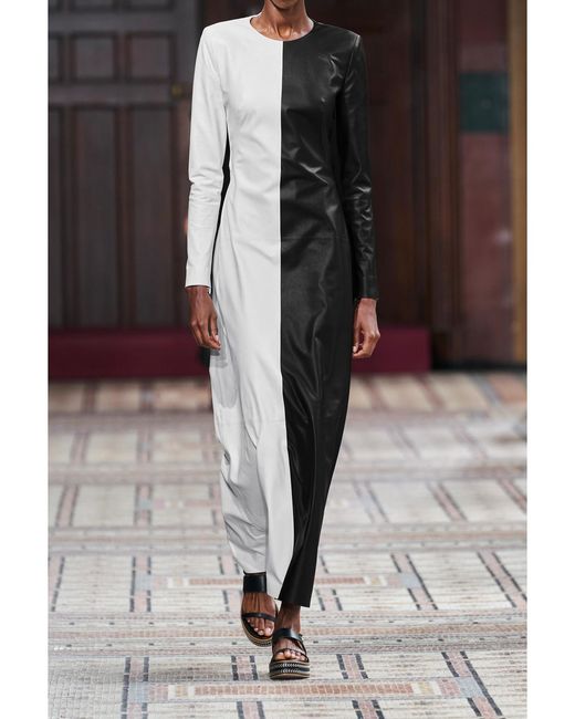 Gabriela Hearst Black + Net Sustain Currie Cutout Two-tone Leather Maxi Dress