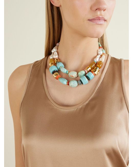 Lizzie Fortunato Blue Ariel-Plated-Stone Necklace