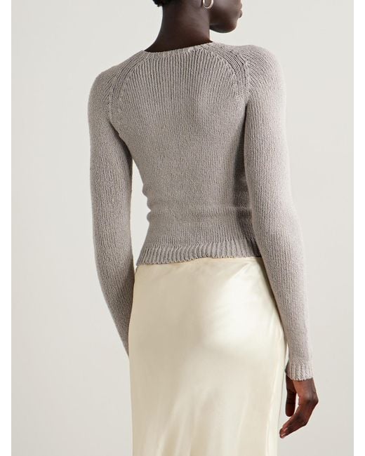 Acne Gray Embroidered Organic Cotton-Blend Cardigan