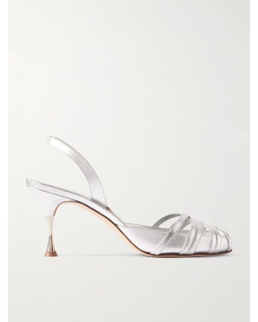 Manolo Blahnik Natural Makanak 70 Metallic Leather Sandals