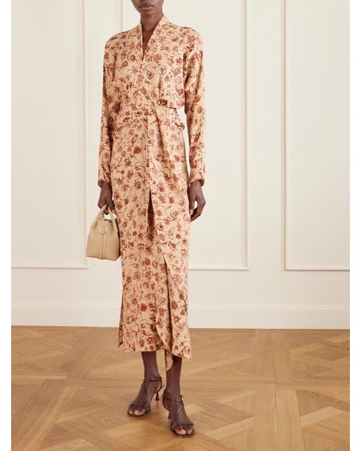 Loro Piana White Laura Floral-Print Silk Midi Dress