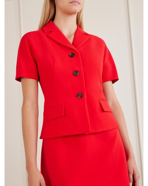 Emilia Wickstead Red Alexina Wool-Crepe Midi Dress